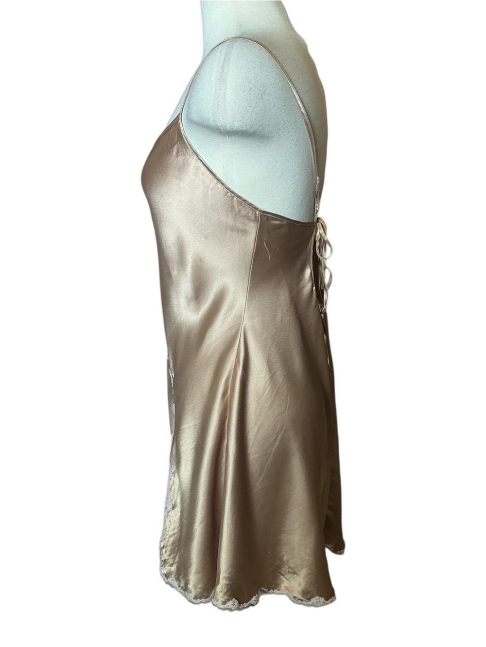Vintage Y2K Victoria's Secret Lace Trim Rhinestone Cami Slip Dress - Picture 2 of 5